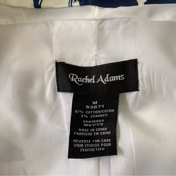 Rachel Adams blazer jacket cotton spandex white blue floral spring summer Medium - Picture 2 of 12
